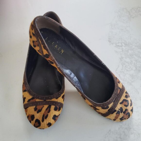 Lauren Ralph Lauren Leopard Print Calf Hide Ballet Flat in size 9.5B - Picture 4 of 11